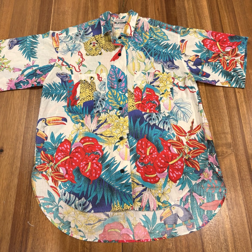 Vintage Women’s 90’s Mr. Witt Tropical Safari Jungle Print Button-Up Shirt - M